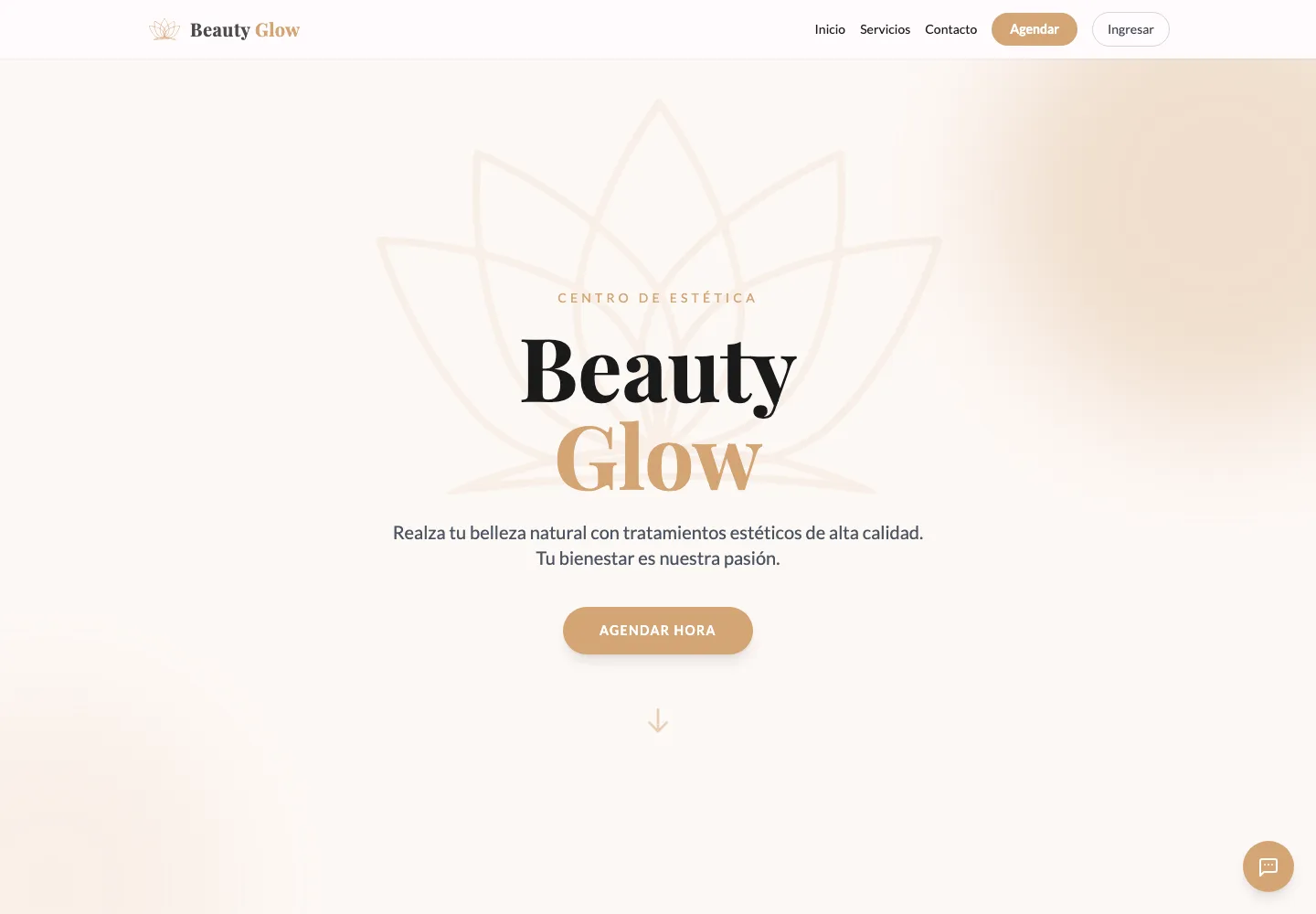 Capturas desktop y mobile del sitio web Beauty Glow.